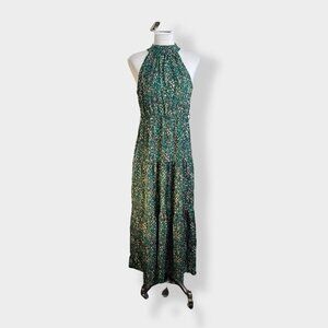 SHEIN Green Floral Halter‎ Maxi Dress